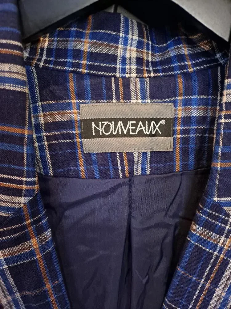 Nouveaux‎ Blue, Tan and White Plaid Blazer